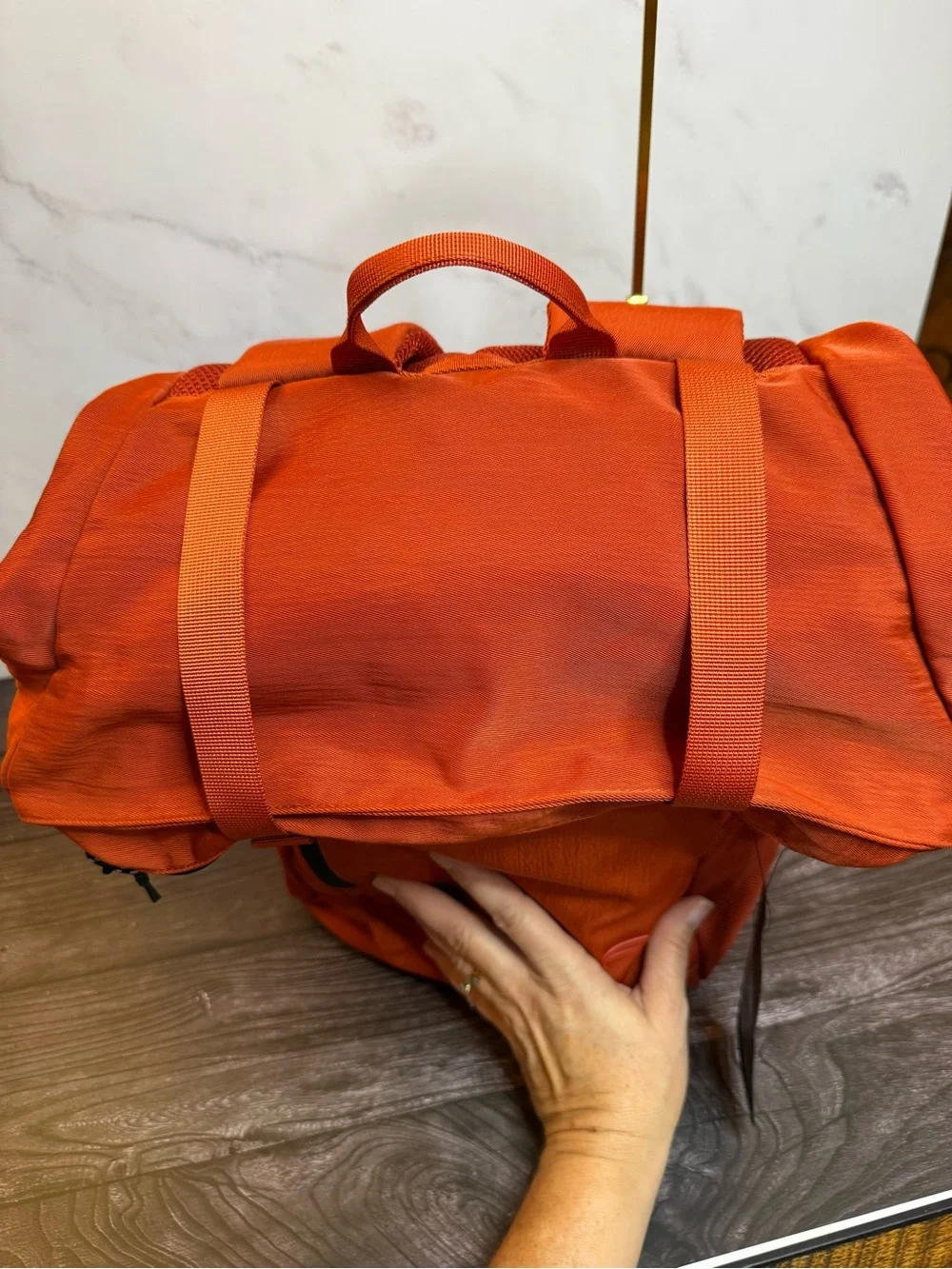 Fabletics The Only Backpack Orange NWT Multi Pocket Laptop Backpack